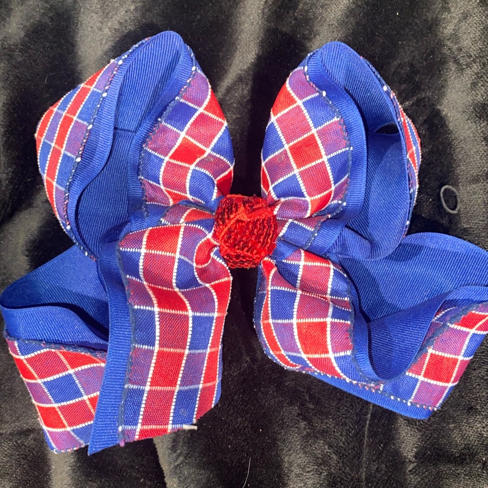 XL Red and navy Checkered bow
